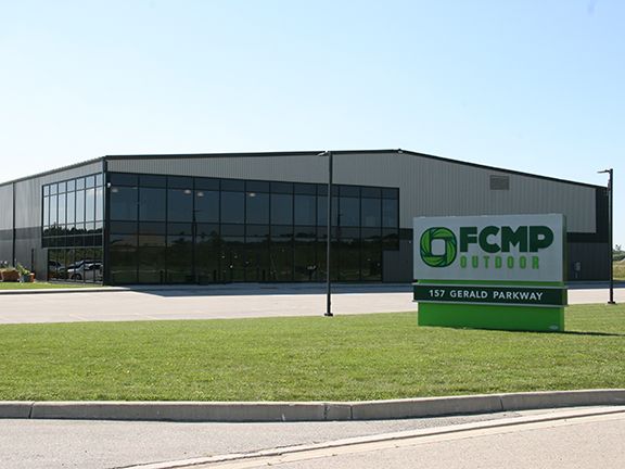 Exterior view of the FCMP Outdoor warehouse in Thorndale.