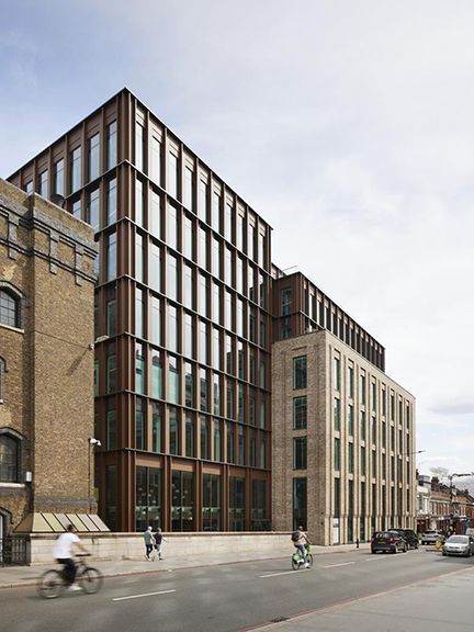 Closeup of how pre-engineered steel can be added to brick heritage buildings.