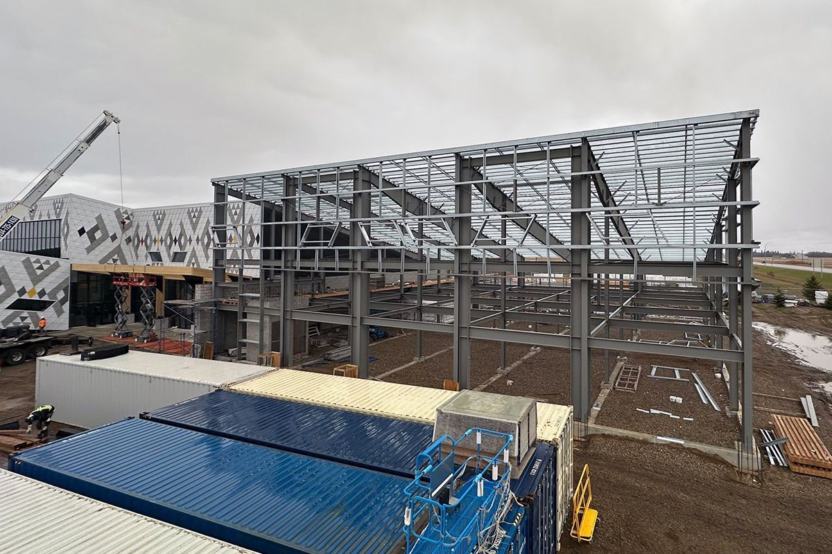 Second phase gets added to metal building in Brandon, MB.