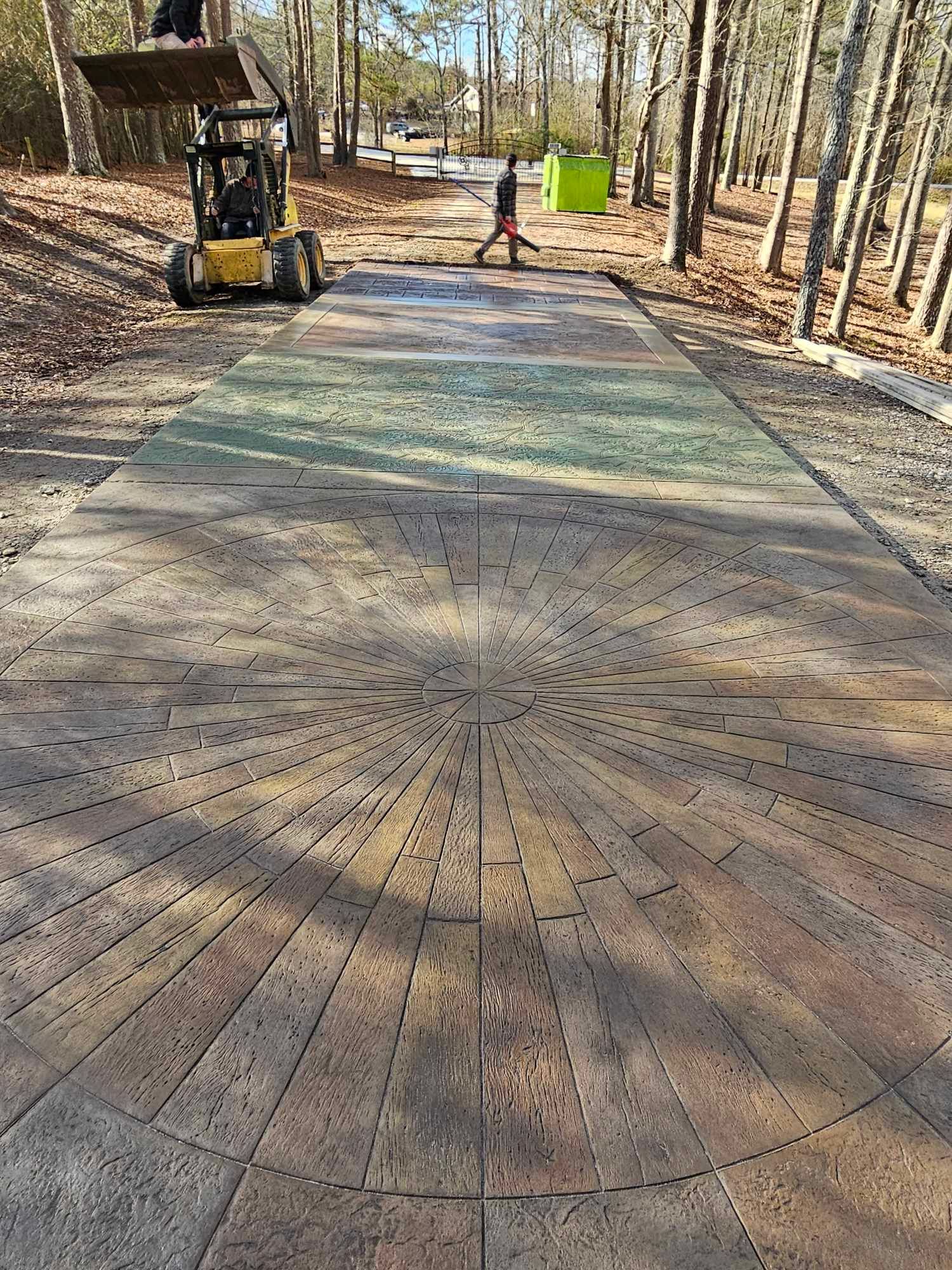 a close up of a set of stairs being built on a sidewalk .