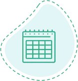 An icon of a calendar with a grid on it.