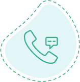 An icon of a phone with a speech bubble on it.