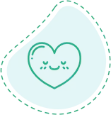 An icon of a heart with a smiling face on it.
