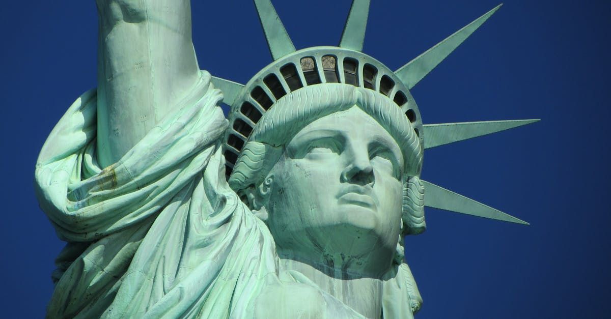 A close up of the face of the statue of liberty