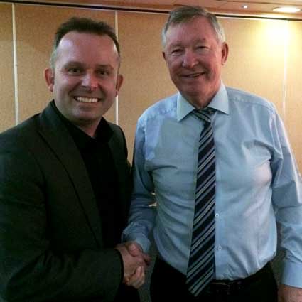 Entertaining Sir Alex Ferguson at his private party at Manchester's Portland Hotel