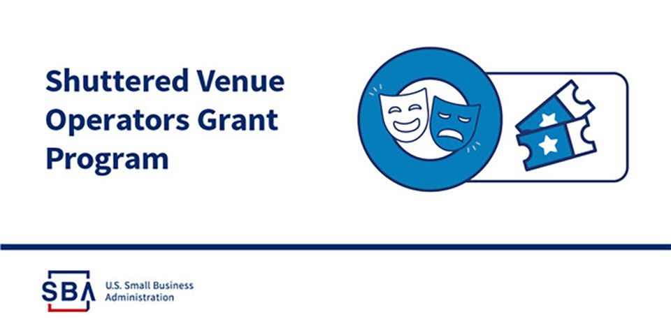A logo for the shuttered venue operators grant program.