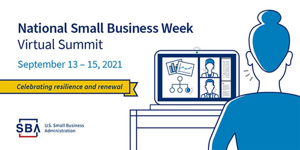 A poster for the national small business week virtual summit