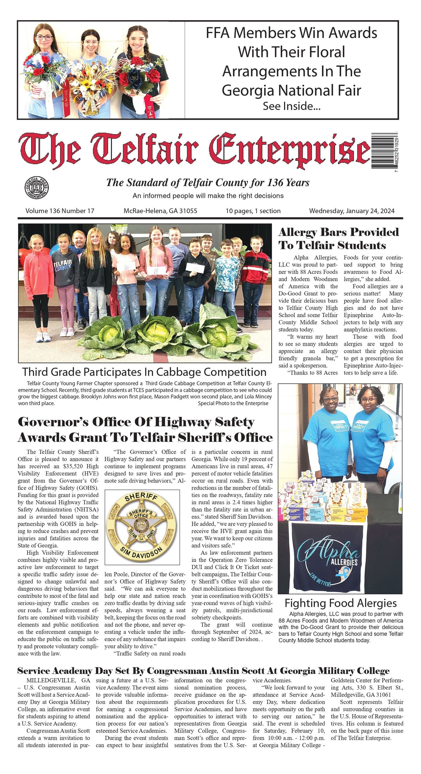 The Telfair Enterprise Jan. 24 Front page