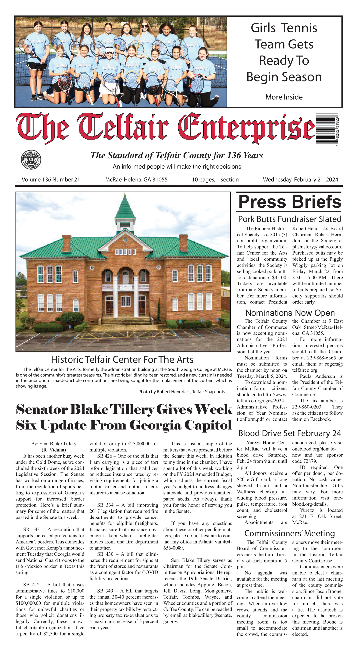 The Telfair Enterprise Jan. 24 Front page