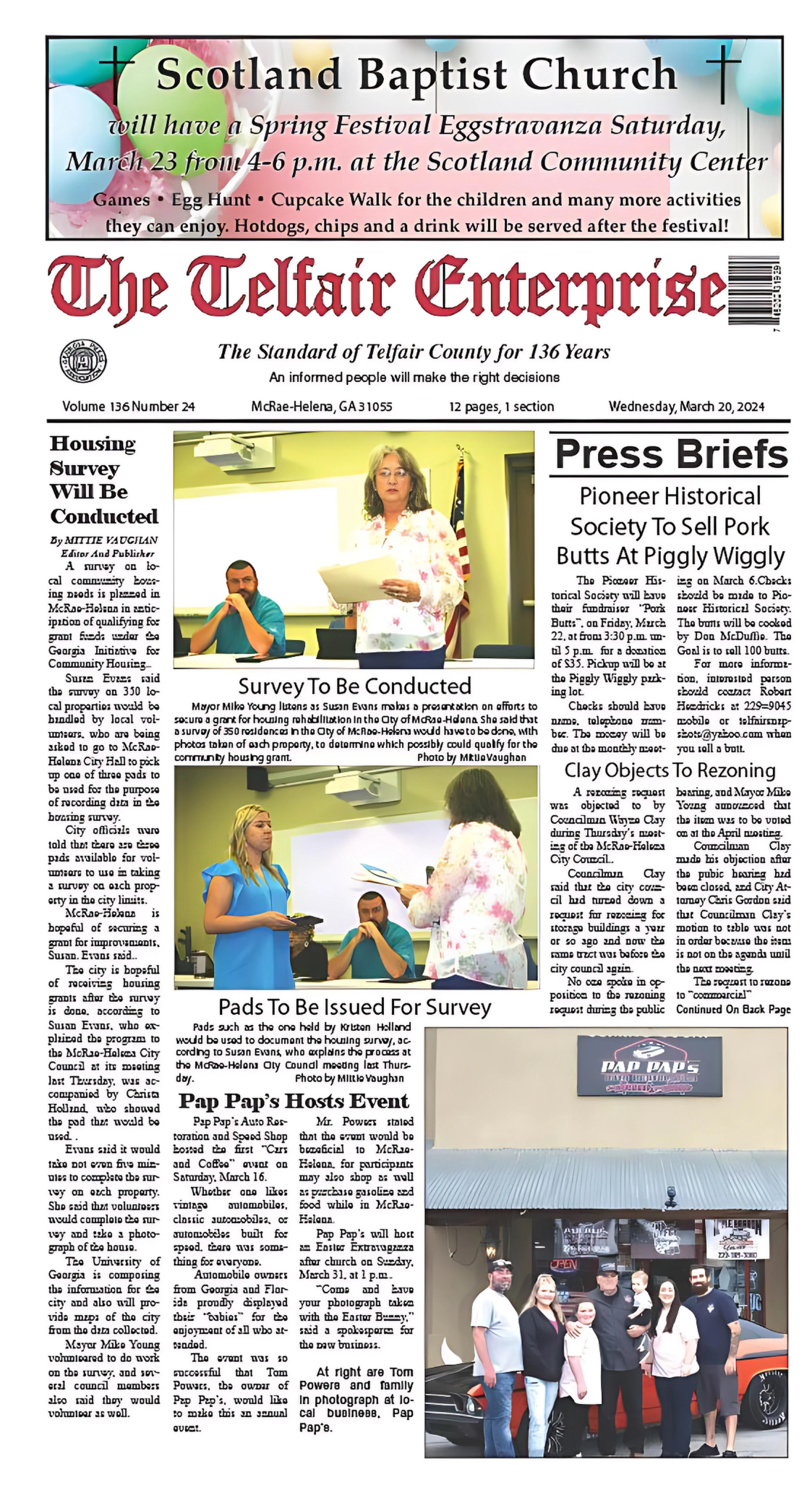 The Telfair Enterprise Jan. 24 Front page