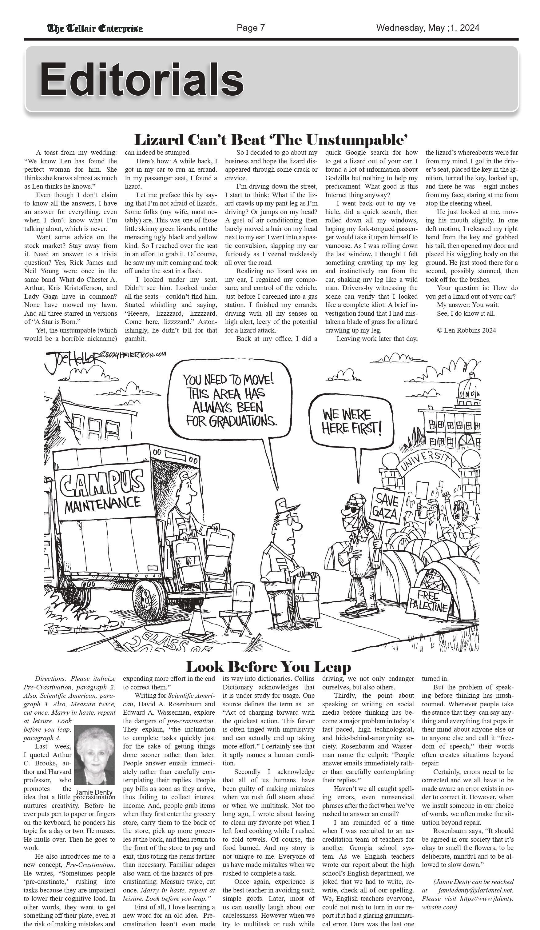 A page of a newspaper with a cartoon on it.