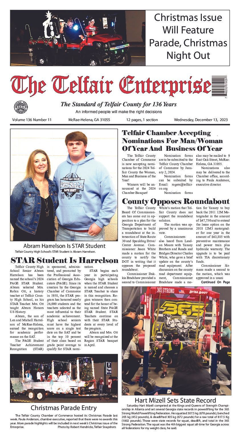 the front page of the tellair enterprise newspaper