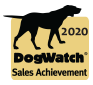 A silhouette of a dog standing next to the words `` dogwatch sales achievement ''.
