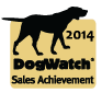 A silhouette of a dog standing next to the words `` dogwatch sales achievement ''.