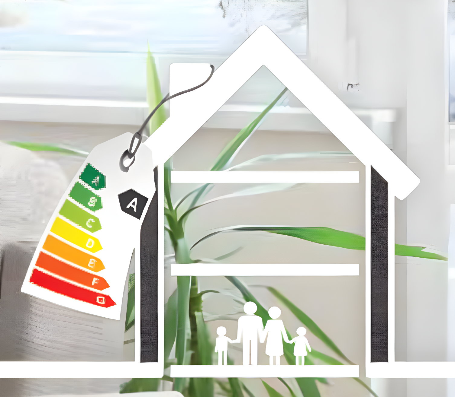 een huis met een kaartje waarop een staat