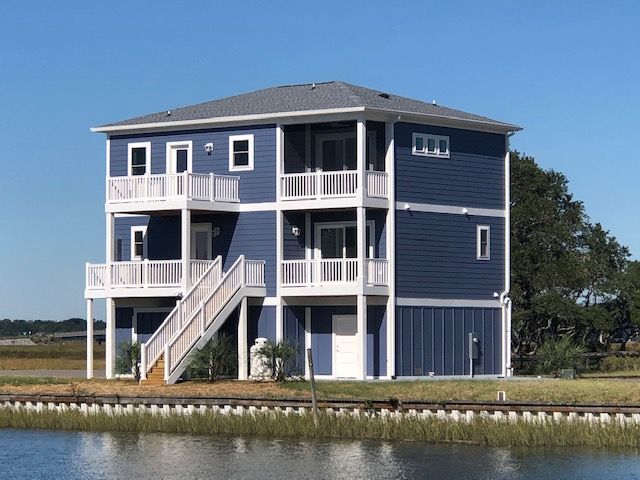 A Large Blue House with White Trim — Brunswick County, NC — Coastal Carolina Construction