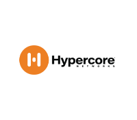 The hypercore network logo is orange and black on a white background.