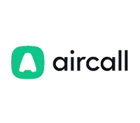 The logo for aircall is a green and black logo with a white background.
