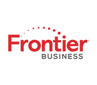 The frontier business logo is red and white on a white background.