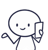 A stick figure is holding a cell phone in his hand.