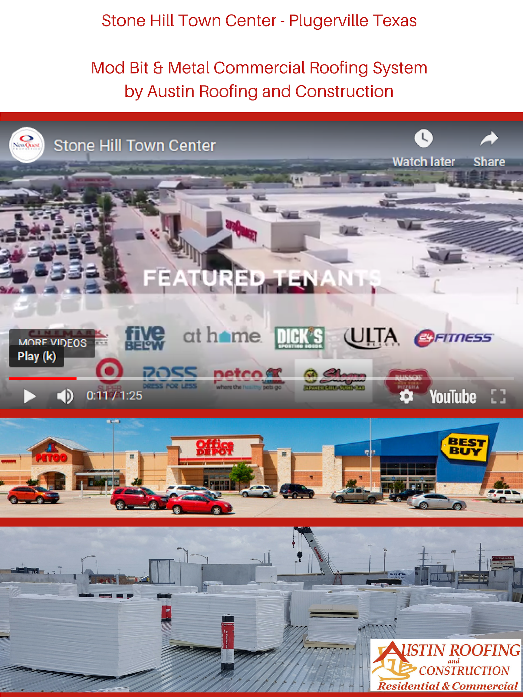 Stone Hill Town Center: TPO Commercial Roofing Sytem by Austin Roofing and Construction