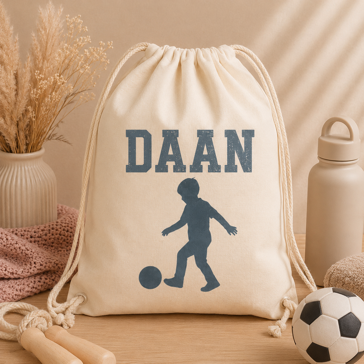 gymtas, katoenen tas met trekkoord, handig als gymtas, sporttas, voor je kindje voor het nieuwe schooljaar, met eigen naam of afbeelding