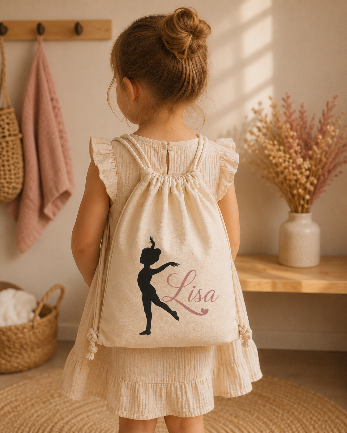 gymtas, katoenen tas met trekkoord, handig als gymtas, sporttas, voor je kindje voor het nieuwe schooljaar, met eigen naam of afbeelding