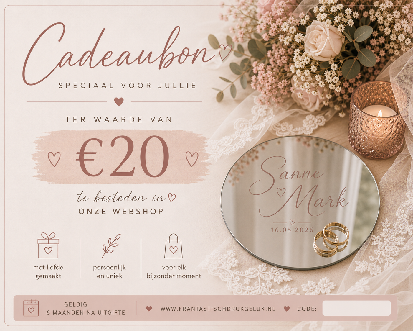 Cadeaubon €10 - Geef een persoonlijk cadeau om nooit te vergeten