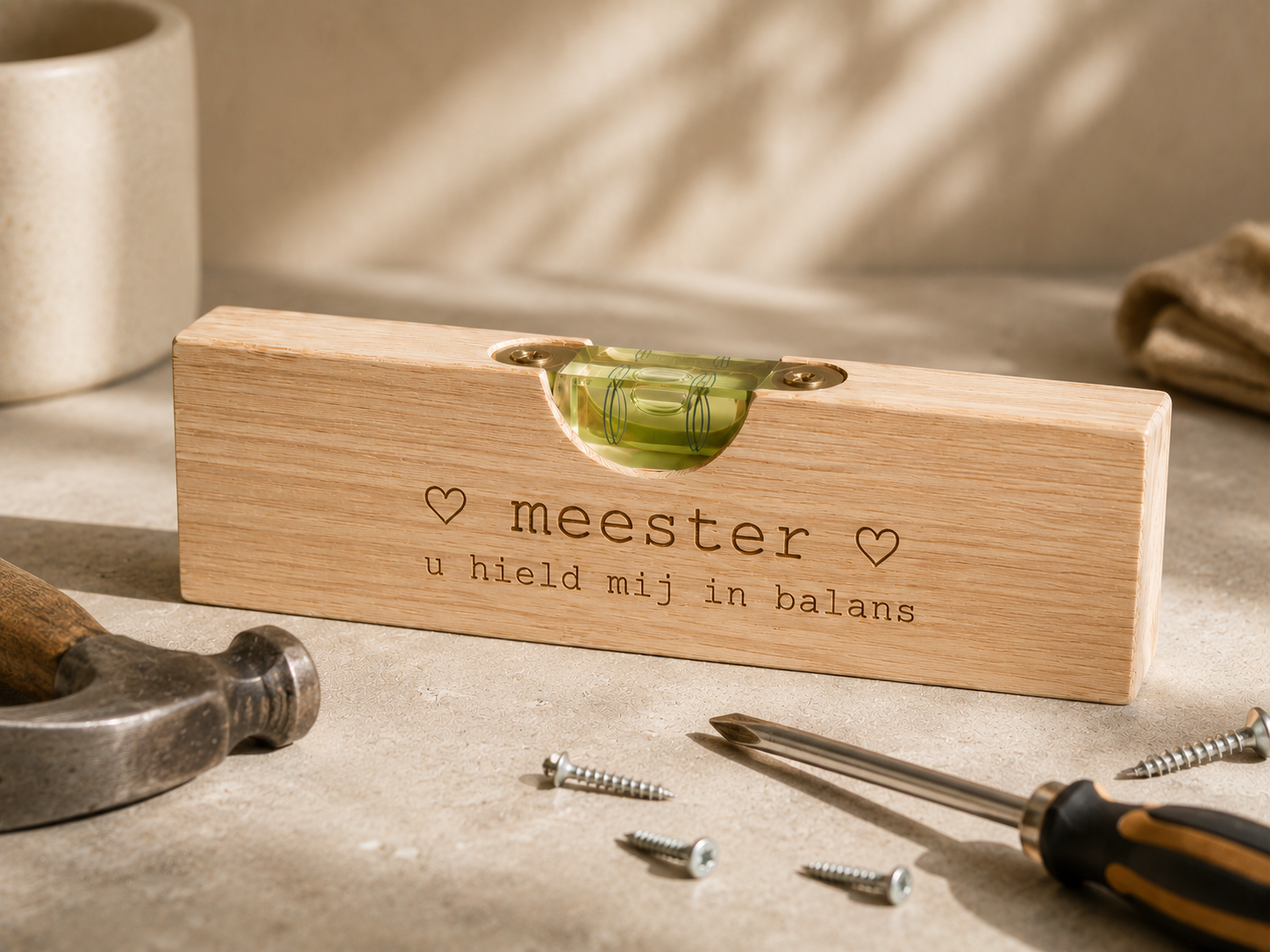 Waterpas met flesopener