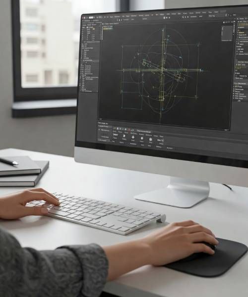 A person is typing on a keyboard in front of a computer monitor
