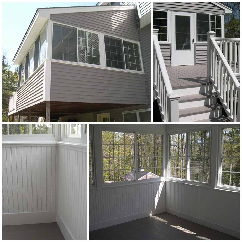 A house with a screened in porch and stairs