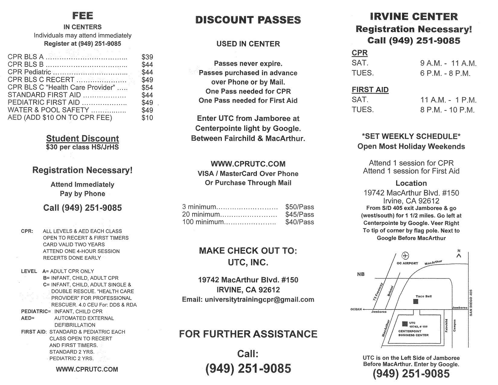 First Aid Brochure — Irvine,CA — University Training Center Inc