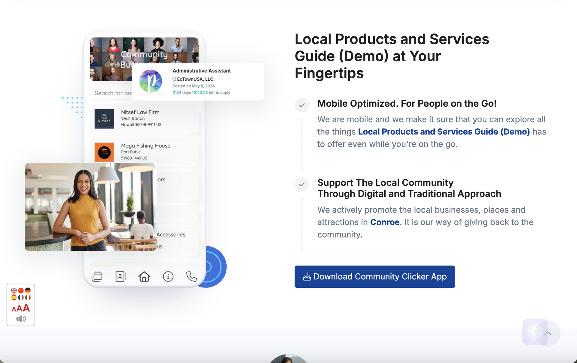 A screenshot of a website that says `` local products and services guide demo at your fingertips ''.