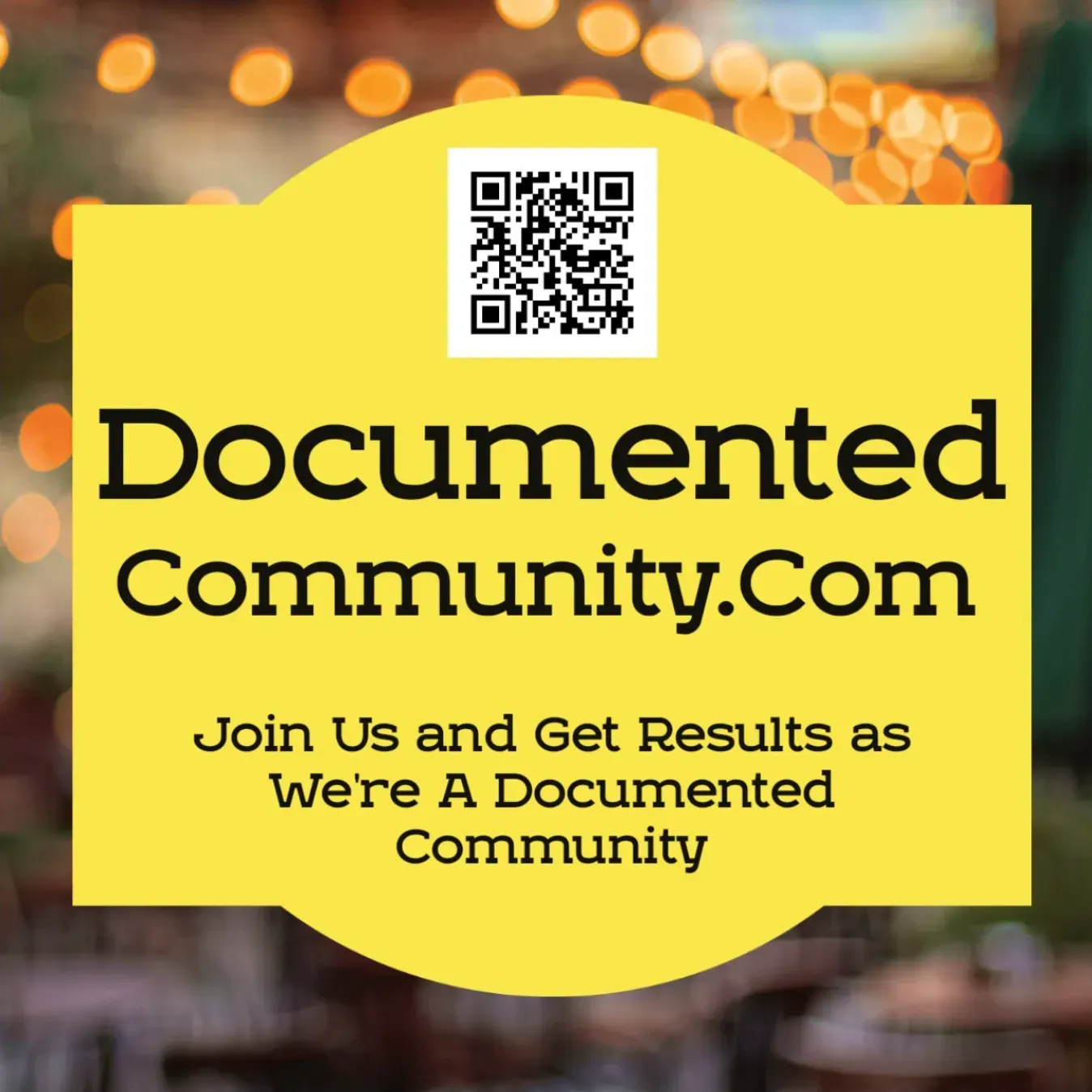 A yellow sign that says documented community.com on it