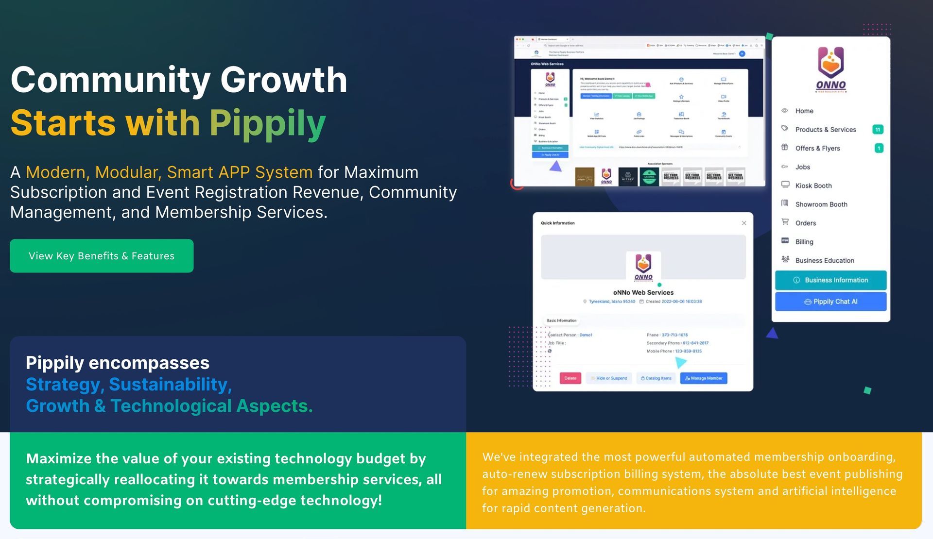 A screenshot of a website that says community growth starts with pippily