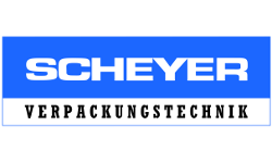 Ein blau-weißes Logo für Scheyer Verpackungstechnik