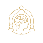 Gold line-art of connected people around a head with heart and brain inside, symbolizing empathy and collaboration