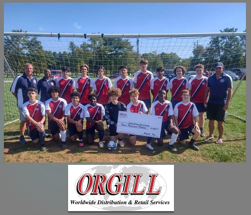 CCSL team holding a check from their sponsor, Orgill.
