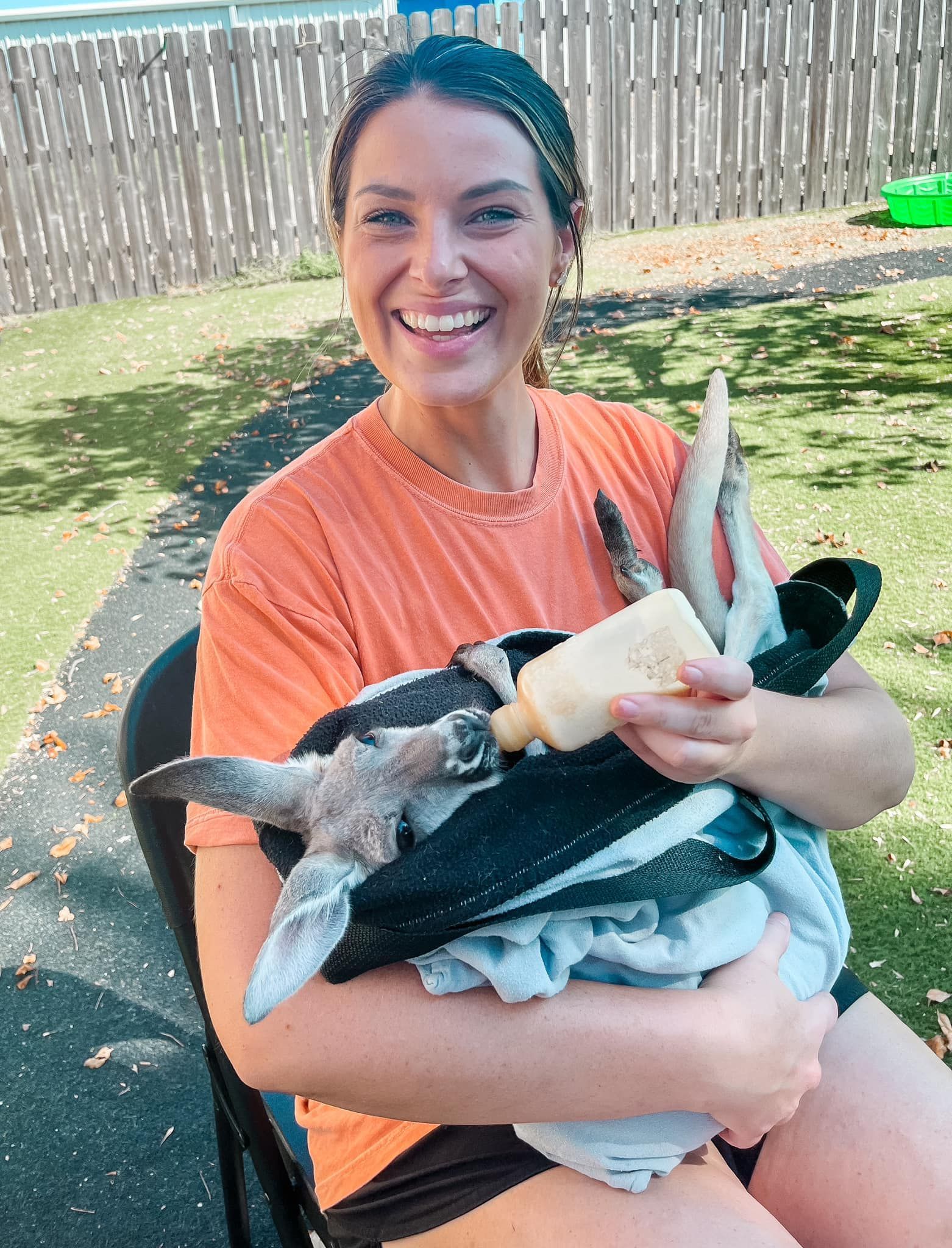A young girl is sitting at a table painting pumpkins.
