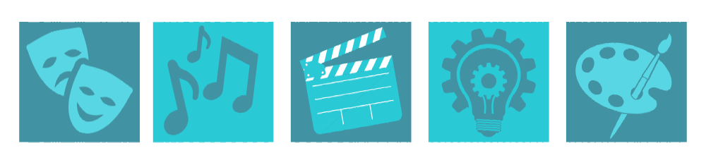 A set of icons related to different types of art.