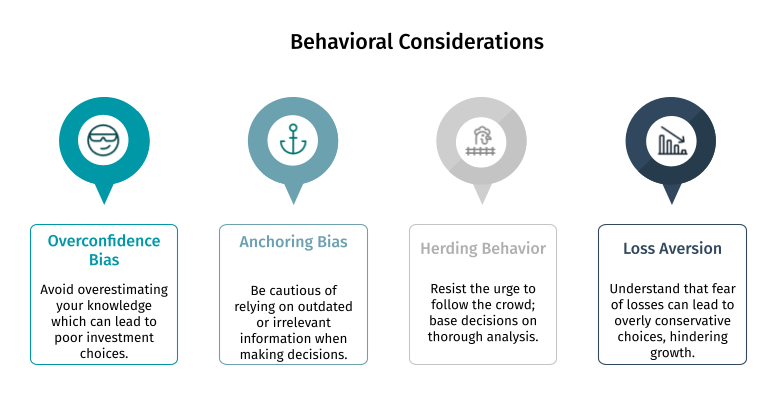 Overconfidence Bias: Avoid overestimating your knowledge and abilities, which can lead to poor investment choices.
Anchoring Bias: Be cautious of relying on outdated or irrelevant information when making decisions.
Herding Behavior: Resist the urge to follow the crowd; base decisions on thorough analysis.
Loss Aversion: Understand that fear of losses can lead to overly conservative choices, hindering growth.