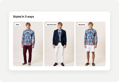 A screenshot of a website showing a man wearing a floral shirt.