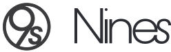 A black and white logo for a company called nines.