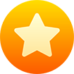 Yellow star inside an orange circle.