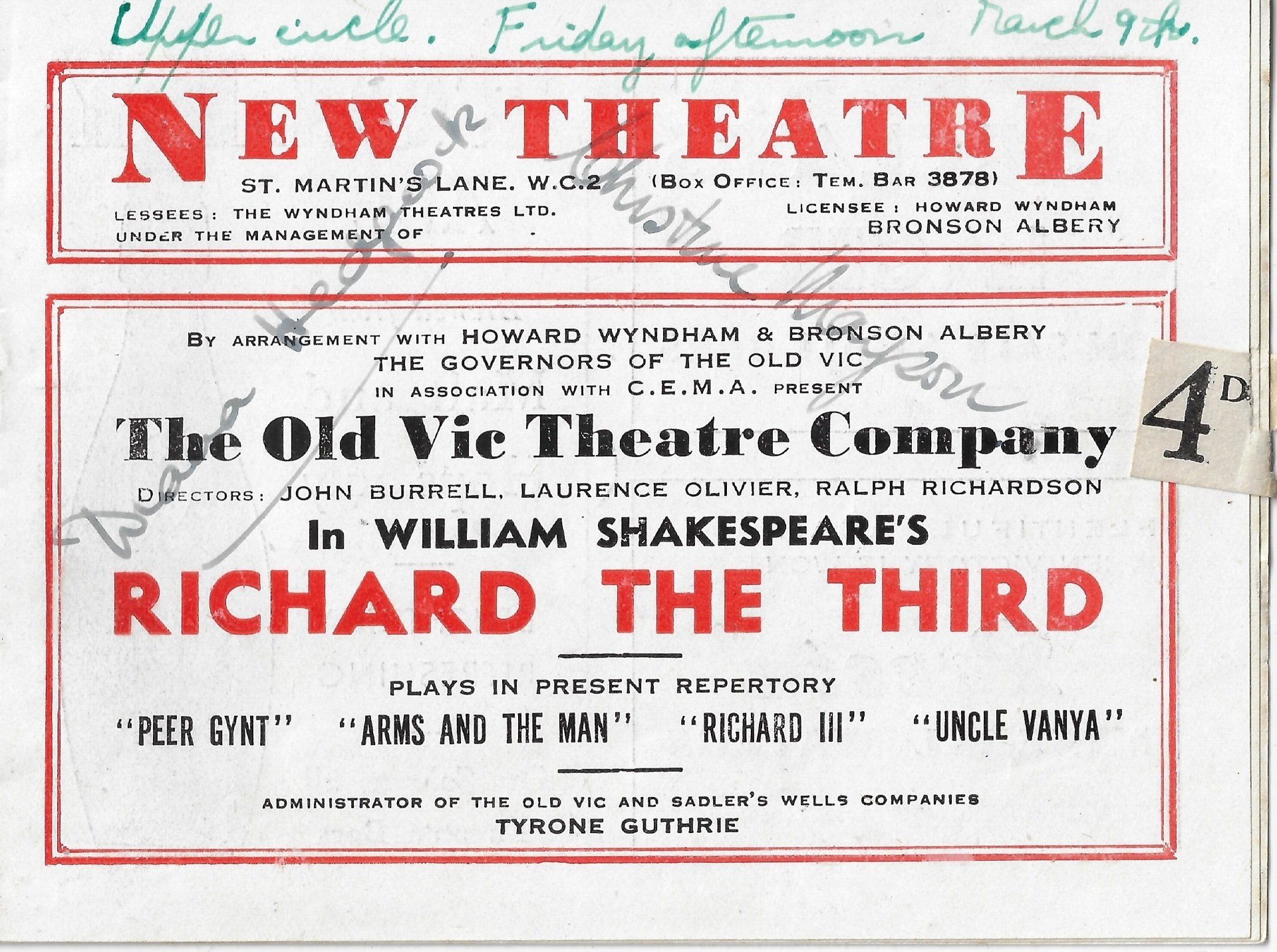 New Theatre London: Richard III Play March 1945