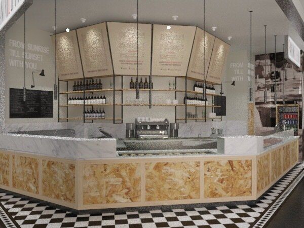 struttura per bancone negozio in cartongesso