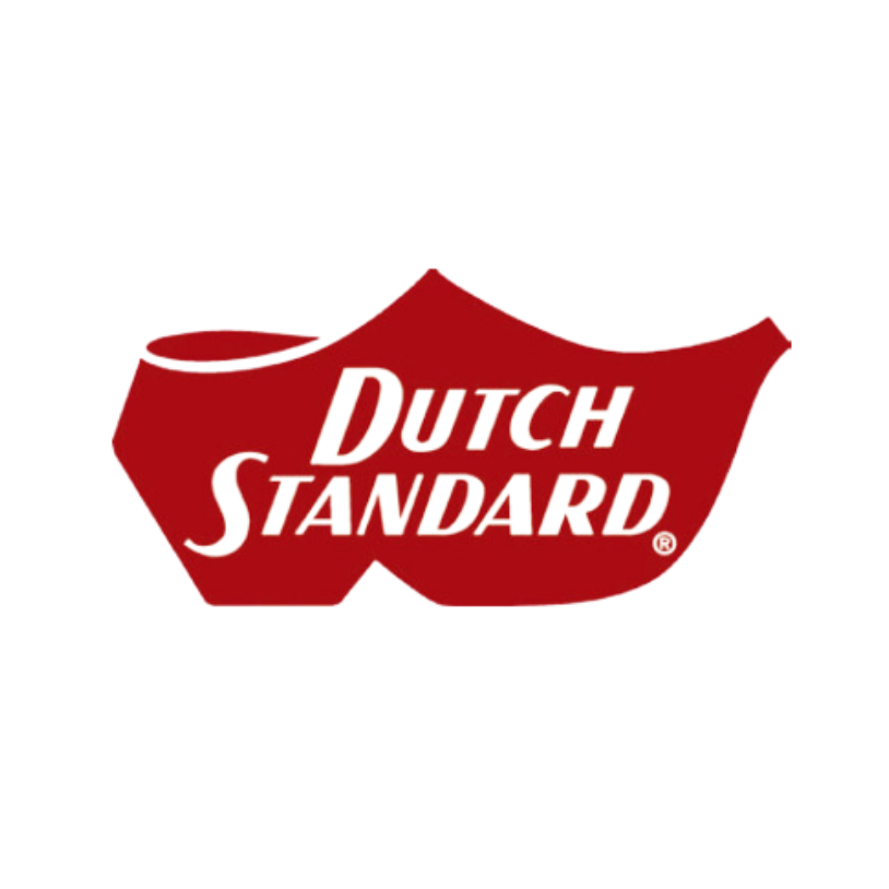 A red dutch standard logo on a white background