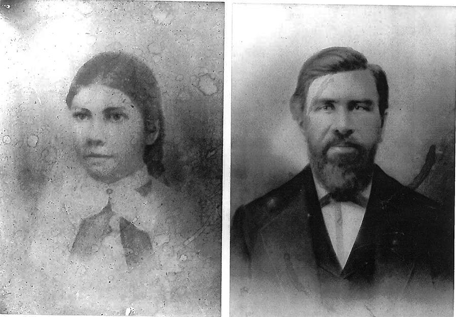 A black and white photo of a man and a woman