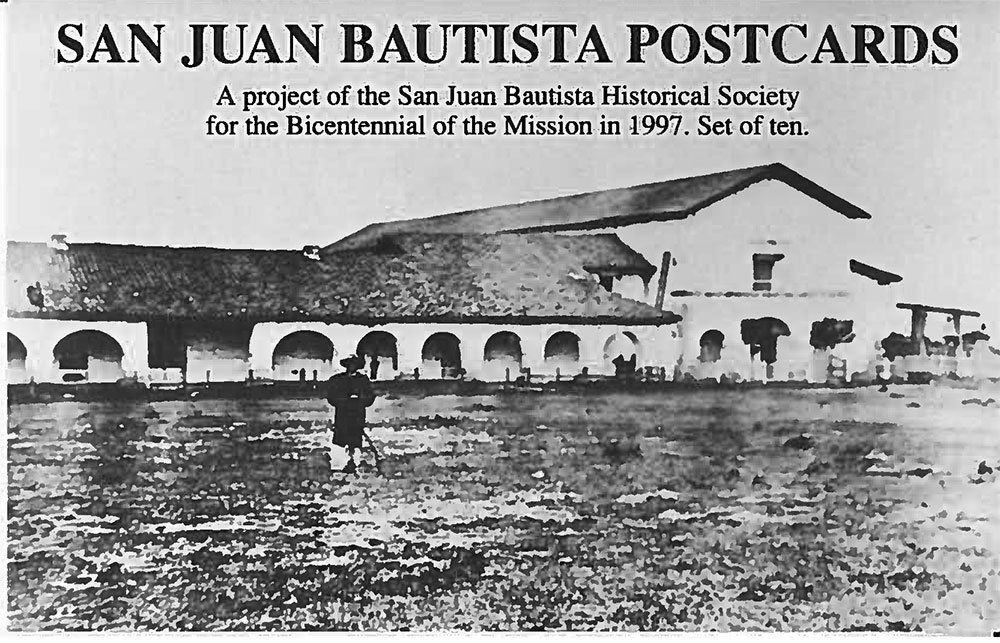 A black and white photo of san juan bautista postcards