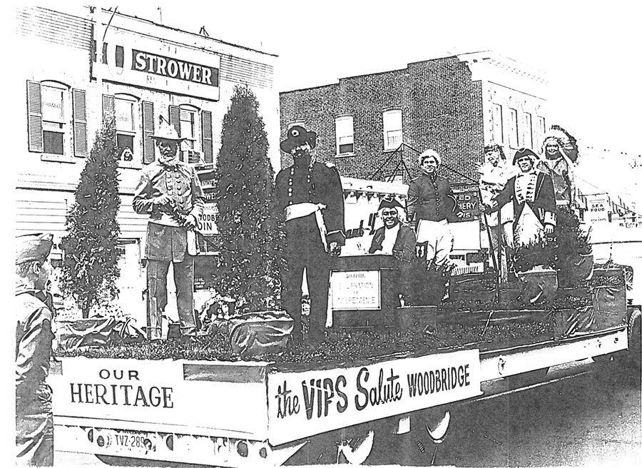 A black and white photo of a float that says the vips salt works